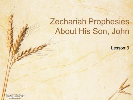 Copyright © 2013 by Standard Publishing, Cincinnati, OH. All rights reserved. Zechariah Prophesies About His Son, John Lesson 3.