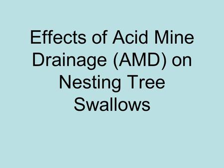 Effects of Acid Mine Drainage (AMD) on Nesting Tree Swallows.