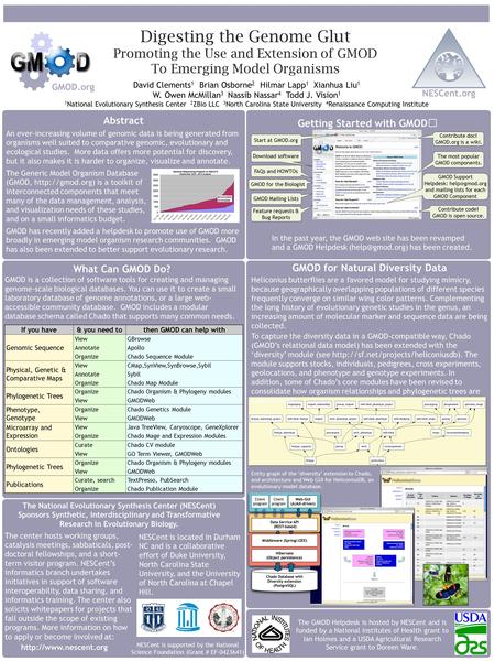 Digesting the Genome Glut Promoting the Use and Extension of GMOD To Emerging Model Organisms David Clements 1 Brian Osborne 2 Hilmar Lapp 1 Xianhua Liu.