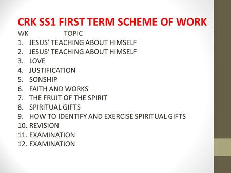 CRK SS1 FIRST TERM SCHEME OF WORK