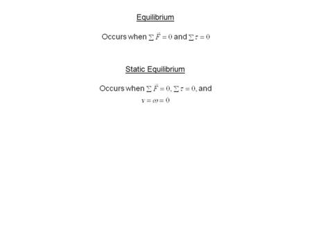 Equilibrium Static Equilibrium.