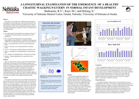 A LONGITUDINAL EXAMINATION OF THE EMERGENCE OF A HEALTHY CHAOTIC WALKING PATTERN IN NORMAL INFANT DEVELOPMENT Harbourne, R.T. 1, Kurz, M. 2, and DeJong,