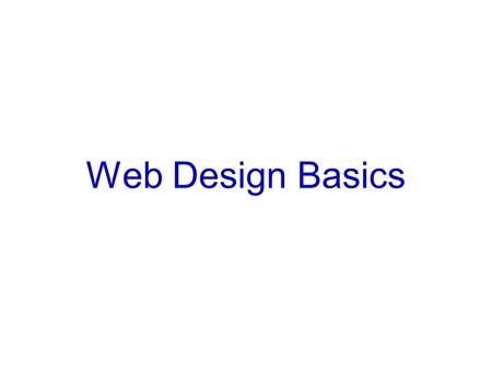 Web Design Basics.