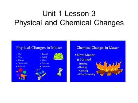 Unit 1 Lesson 3 Physical and Chemical Changes