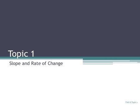 Slope and Rate of Change