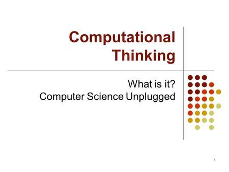 Computational Thinking