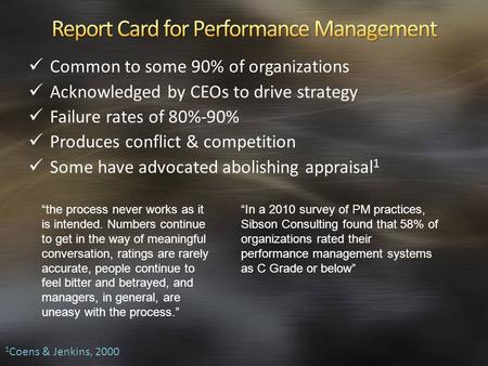 Common to some 90% of organizations Acknowledged by CEOs to drive strategy Failure rates of 80%-90% Produces conflict & competition Some have advocated.