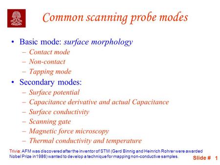 Common scanning probe modes