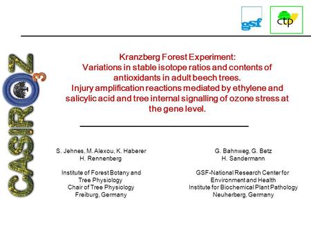 Kranzberg Forest Experiment: Variations in stable isotope ratios and contents of antioxidants in adult beech trees. Injury amplification reactions mediated.