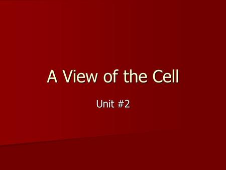 A View of the Cell Unit #2. The History of the Cell Theory Light microscopes Light microscopes Anton van Leeuwenhoek created and used first simple light.