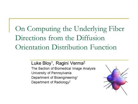 Luke Bloy1, Ragini Verma2 The Section of Biomedical Image Analysis