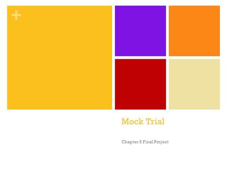 + Mock Trial Chapter 5 Final Project. + Research Expectations EVERYONE: There is no shortage of ways to use the information given. If you can only come.