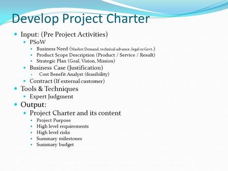 Develop Project Charter