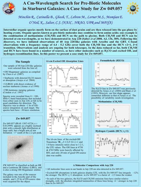 A Cm-Wavelength Search for Pre-Biotic Molecules in Starburst Galaxies: A Case Study for Zw 049.057 in Starburst Galaxies: A Case Study for Zw 049.057 Minchin.