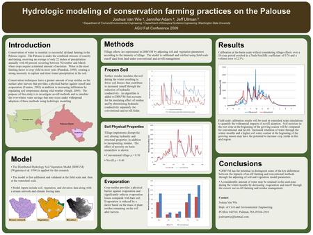 Introduction Conservation of water is essential to successful dryland farming in the Palouse region. The Palouse is under the combined stresses of scarcity.