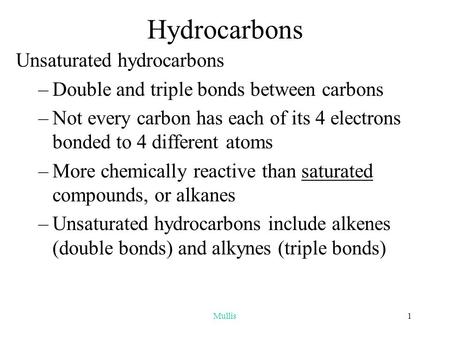 Hydrocarbons Unsaturated hydrocarbons