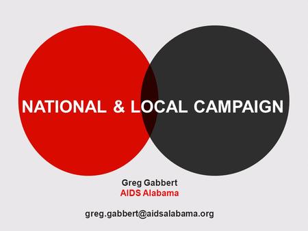 Greg Gabbert AIDS Alabama NATIONAL & LOCAL CAMPAIGN.