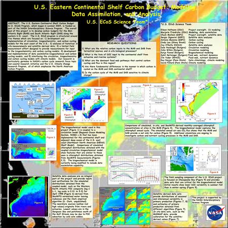 U.S. Eastern Continental Shelf Carbon Budget: Modeling, Data Assimilation, and Analysis U.S. ECoS Science Team* ABSTRACT. The U.S. Eastern Continental.