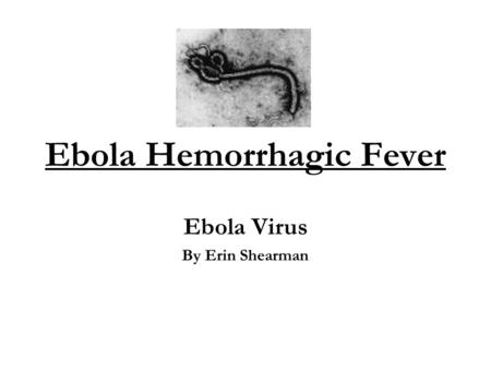 Ebola Hemorrhagic Fever