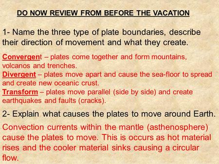 DO NOW REVIEW FROM BEFORE THE VACATION