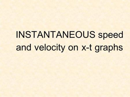 INSTANTANEOUS speed and velocity on x-t graphs