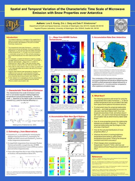 5. Accumulation Rate Over Antarctica The combination of the space-borne passive microwave brightness temperature dataset and the AVHRR surface temperature.