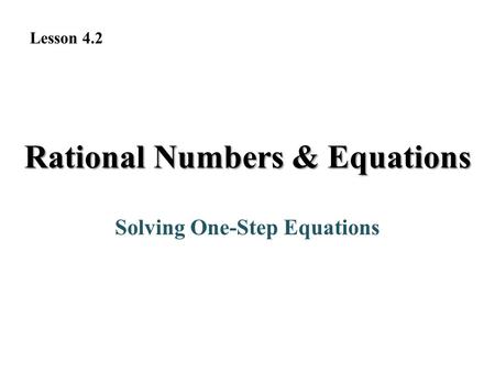 Rational Numbers & Equations