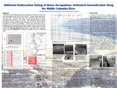 Additional Radiocarbon Dating of House Occupations: Settlement Intensification Along the Middle Columbia River Abstract McGuire and Hackenberger obtained.