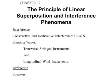 The Principle of Linear Superposition and Interference Phenomena