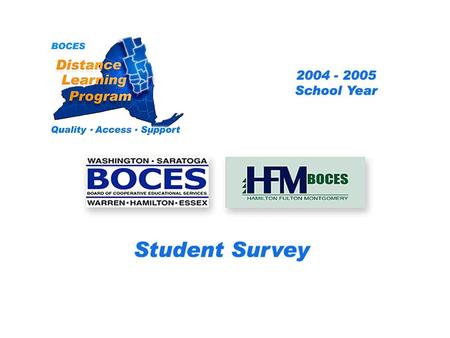 .. SAN-HFM Distance Learning Project Student Survey 2004 – 2005 School Year BOCES Distance Learning Program Quality Access Support.