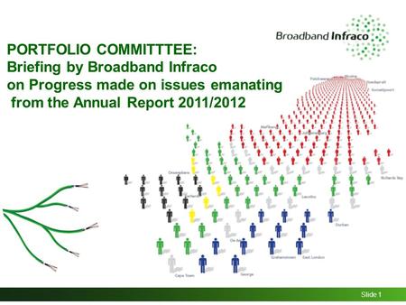 Slide 1 PORTFOLIO COMMITTTEE: Briefing by Broadband Infraco on Progress made on issues emanating from the Annual Report 2011/2012.