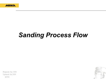 Prepared: Jun 2008 Updated: Jul 2009 KWO Sanding Process Flow.