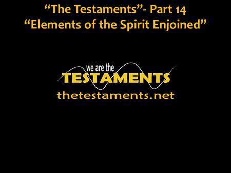 “The Testaments”- Part 14 “Elements of the Spirit Enjoined”