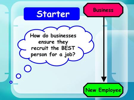 How do businesses ensure they recruit the BEST person for a job? Business New Employee Starter.