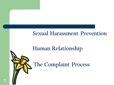 1 Sexual Harassment Prevention Human Relationship The Complaint Process.