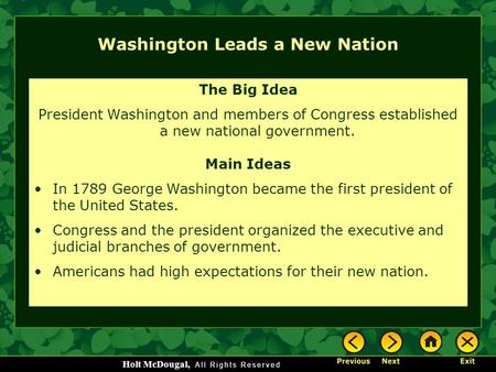 Washington Leads a New Nation