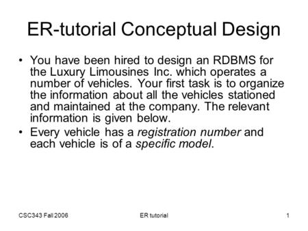 ER-tutorial Conceptual Design