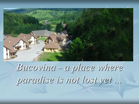 Bucovina - a place where paradise is not lost yet...