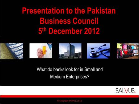 Presentation to the Pakistan Business Council 5 th December 2012 What do banks look for in Small and Medium Enterprises?