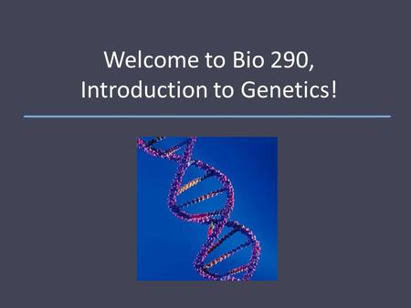 Welcome to Bio 290, Introduction to Genetics!. Today’s Agenda: 1. Introduction of Colleagues 2. Introduction to Course, Expectations, and Website 3. Reviewing.