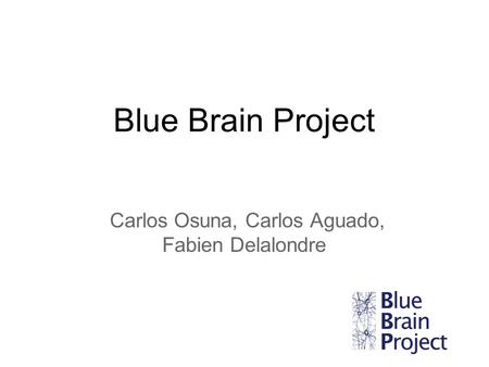 Blue Brain Project Carlos Osuna, Carlos Aguado, Fabien Delalondre.