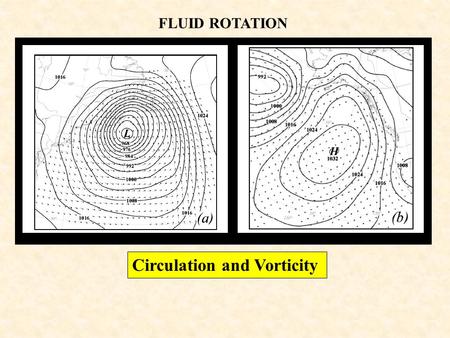 FLUID ROTATION Circulation and Vorticity. Arbitrary blob of fluid rotating in a horizontal plane Circulation: A measure of the rotation within a finite.