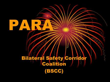 PARA Bilateral Safety Corridor Coalition (BSCC). What is PARA? PARA stands for: Prevention/ Prevencion Awareness/ Atencion Reporting/ Reportar Action/Accion.