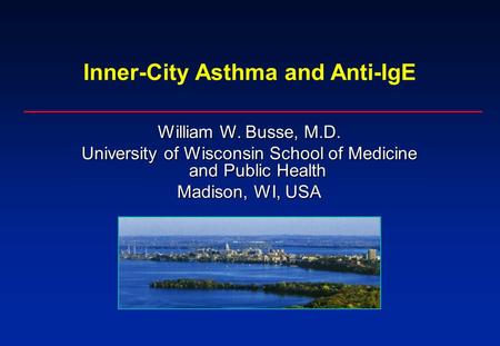 Inner-City Asthma and Anti-IgE William W. Busse, M.D. University of Wisconsin School of Medicine and Public Health Madison, WI, USA.