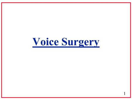 Voice Surgery.