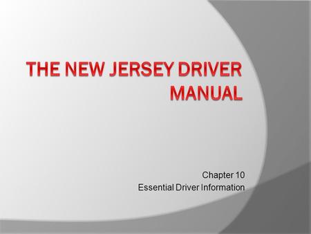 The New Jersey Driver Manual