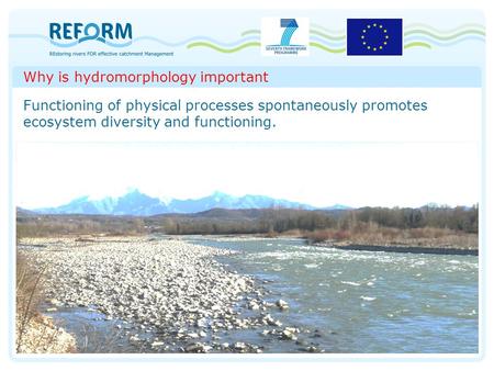 Why is hydromorphology important Functioning of physical processes spontaneously promotes ecosystem diversity and functioning.