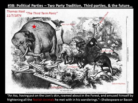 #3B: Political Parties – Two Party Tradition, Third parties, & the future… “An Ass, having put on the Lion's skin, roamed about in the Forest, and amused.