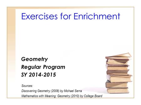 Exercises for Enrichment