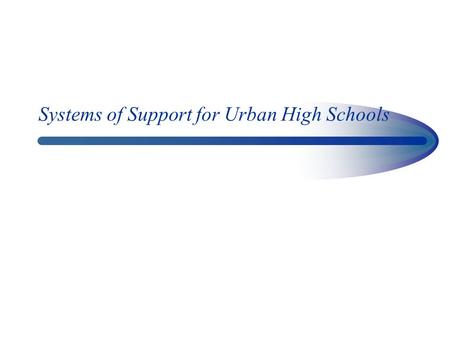 Systems of Support for Urban High Schools. Key Role of Large Urban Districts There are approximately 17,000 school districts in the US Approximately 66.